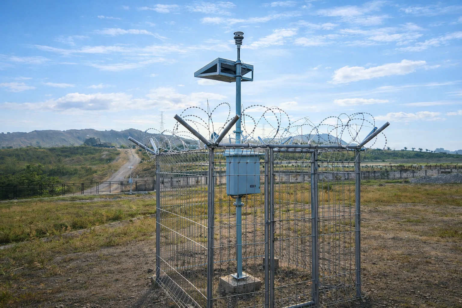 AWS weather station installed in an open field
