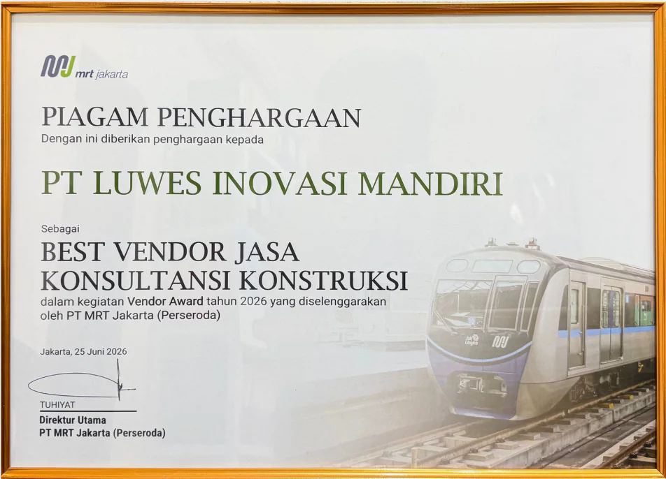 MRT Jakarta Best Vendor certificate, 25 June 2026