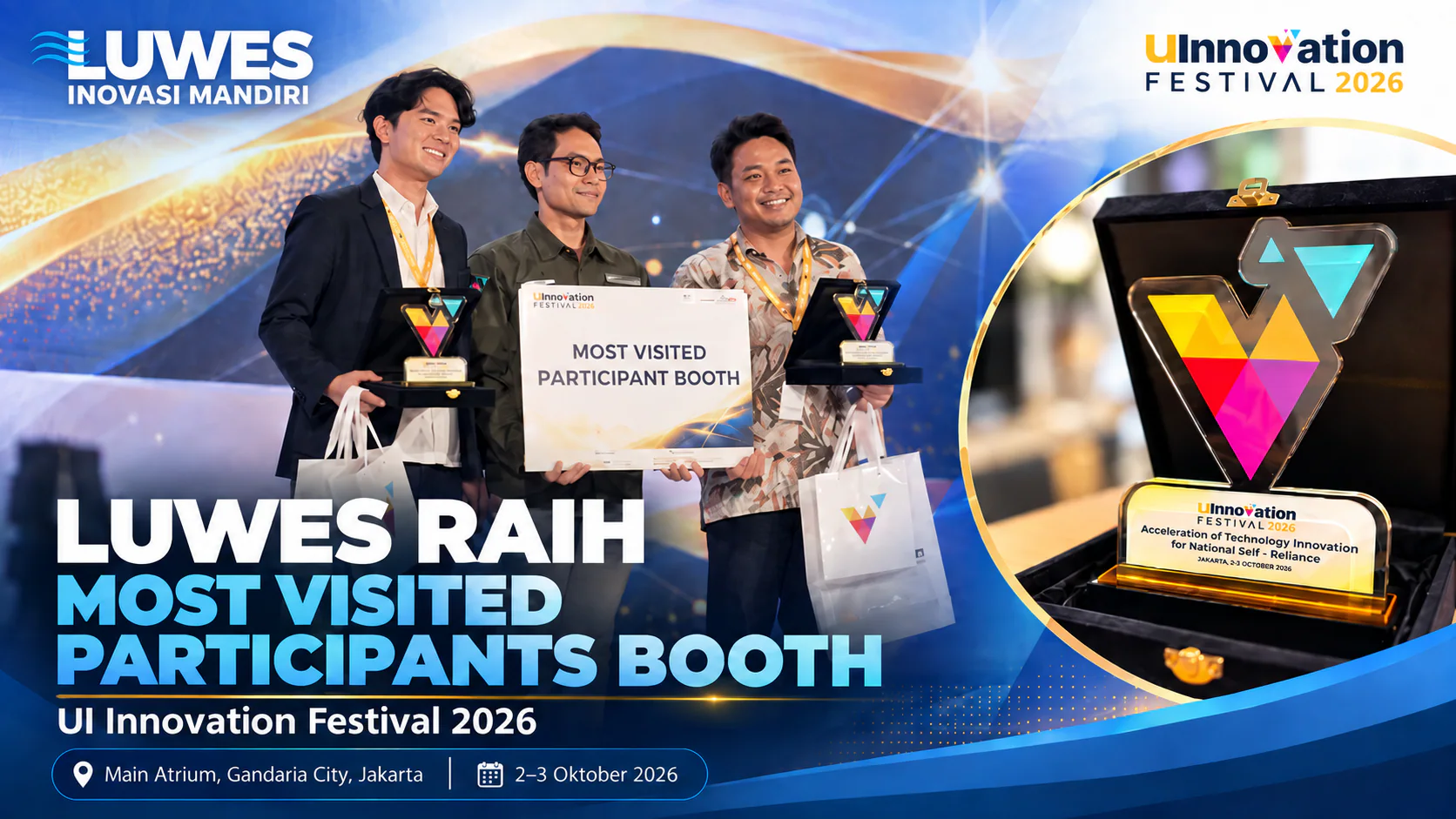 Luwes Inovasi Mandiri Wins Most Visited Participants Booth Award at UI Innovation Festival 2026